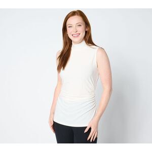 Maya J Women's Top Sz M Mock Neck Waist Shirring White A660888